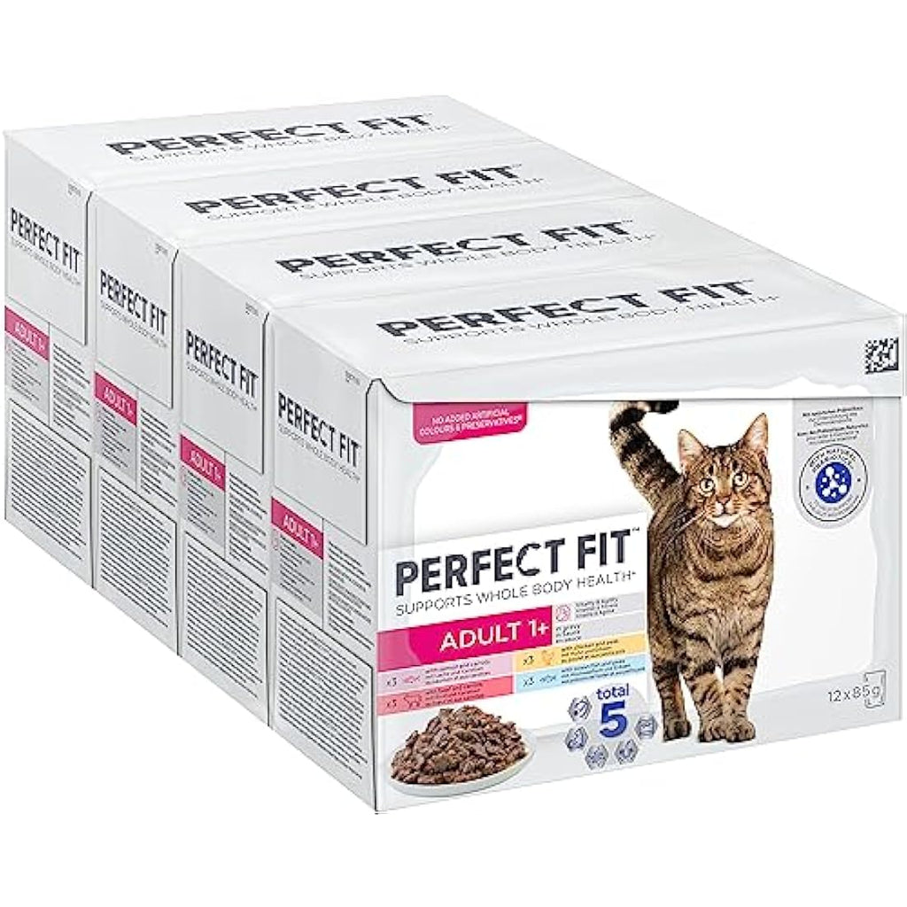 Perfect Fit Adult Wet Cat Food Mixed Selection in Sauce – 48 x 85g Pouches