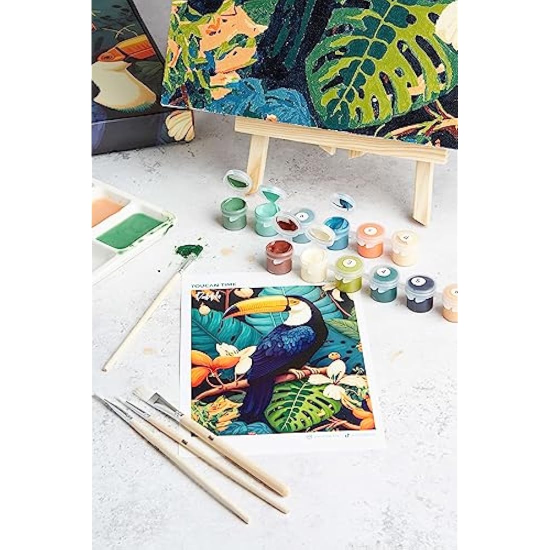 Dabble Paint by Numbers Kit for Adults - Floral Canvas with Wood Frame