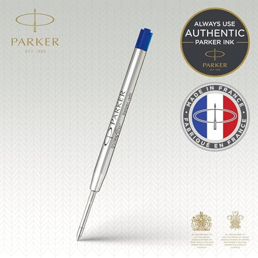 Parker Ballpoint Pen Refills | Medium Point Blue QUINKflow Ink | 10 Count