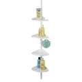 WENKO Telescopic Shower Corner Element - 4 Shelves & Hooks, White Aluminium