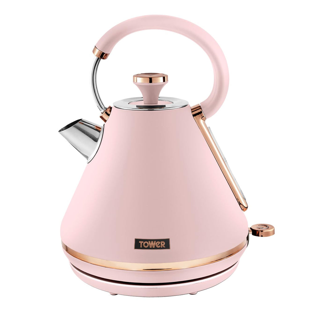 Tower Cavaletto Pyramid Kettle | 1.7L Rapid Boil | Pink & Rose Gold