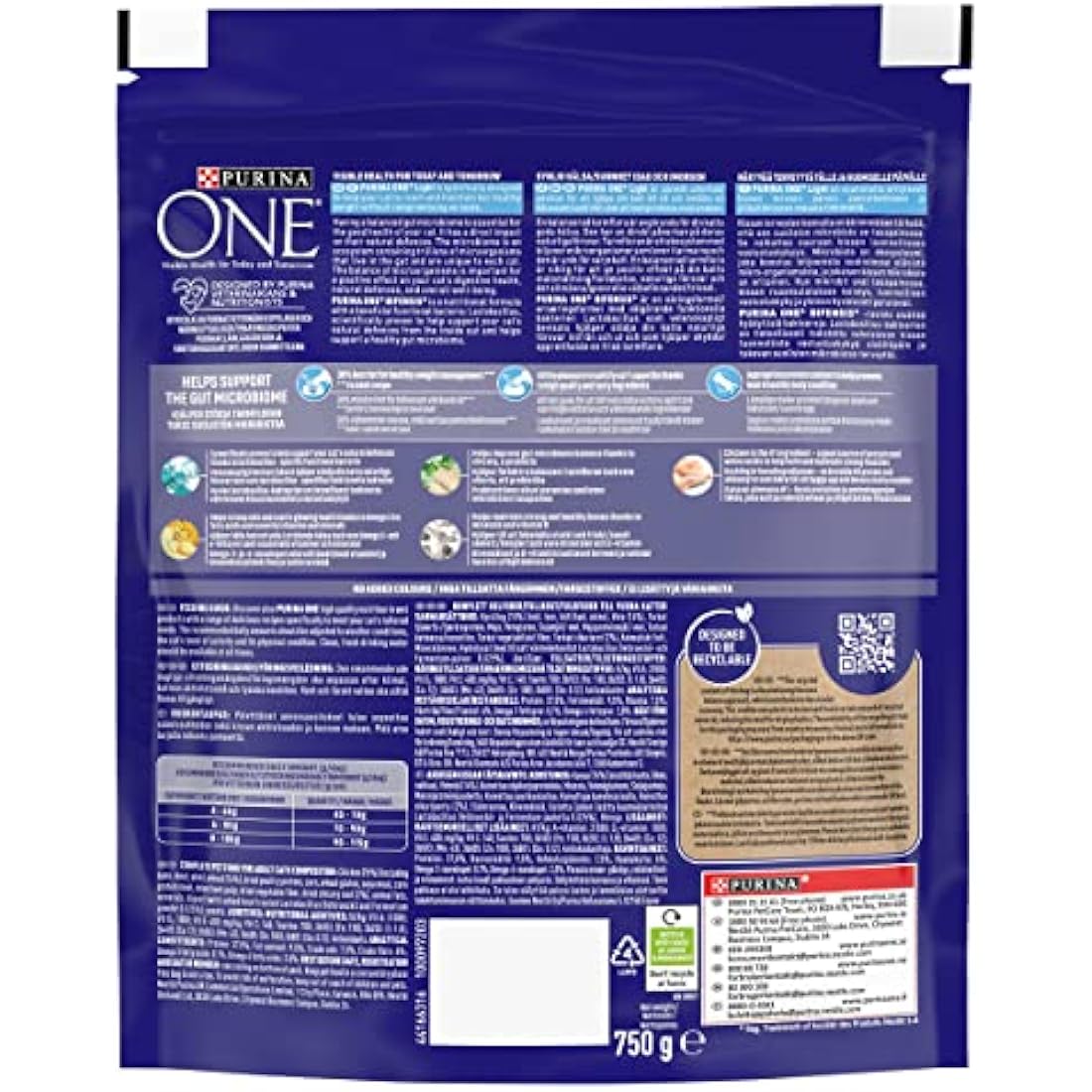 Purina ONE Light Chicken Dry Cat Food - Weight Management - 4 x 750g