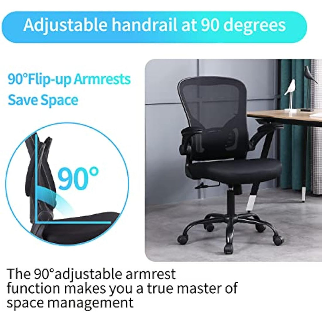 Ergonomic Mesh Office Chair with Flip-up Armrests - Black