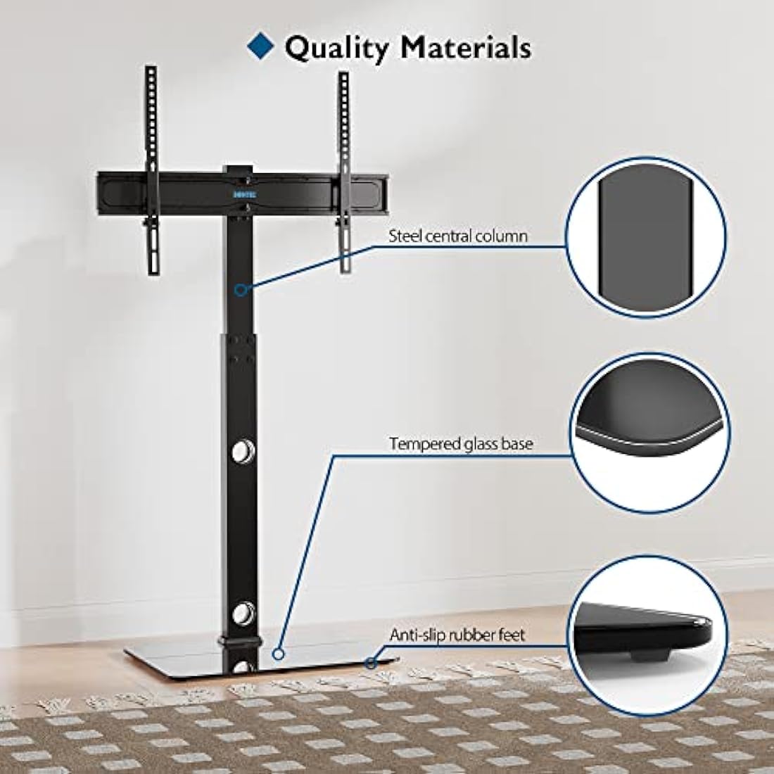 BONTEC TV Floor Stand for 30-70 inch TVs | Swivel & Height Adjustable