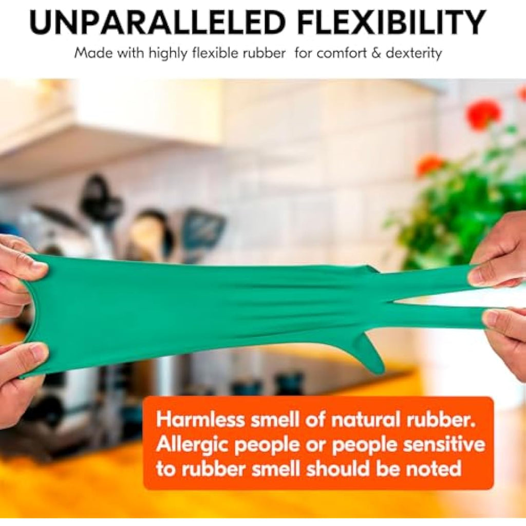 Vgo Reusable Dishwashing Gloves – Extra Thick Long Sleeve Rubber Gloves