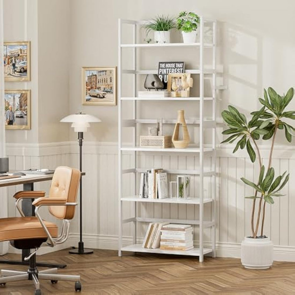5-Tier Bamboo Bookshelf – Modern Industrial Wood Display Shelf