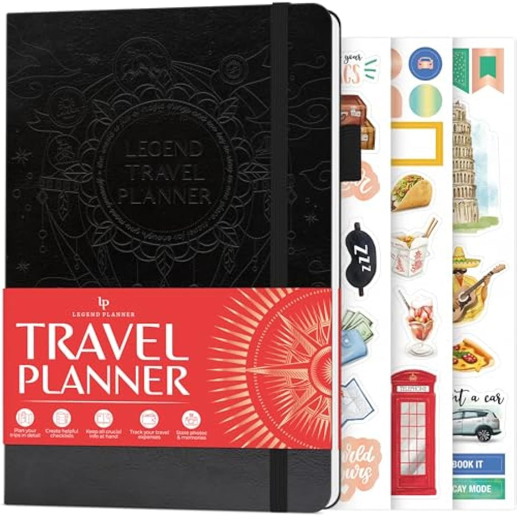 Legend Travel Planner – A5 Eco-Leather Vacation Itinerary & Journal, Black