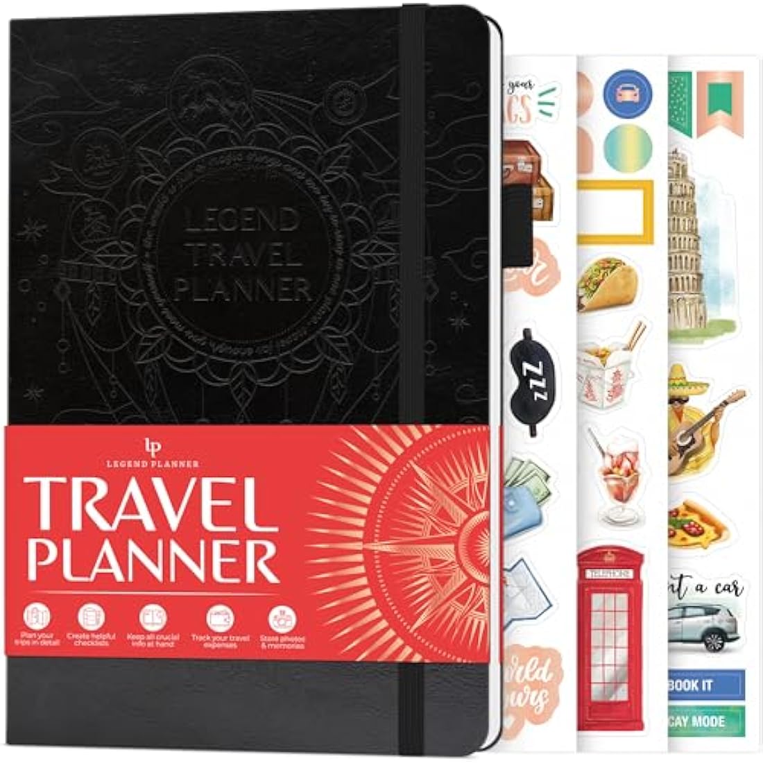 Legend Travel Planner – A5 Eco-Leather Vacation Itinerary & Journal, Black