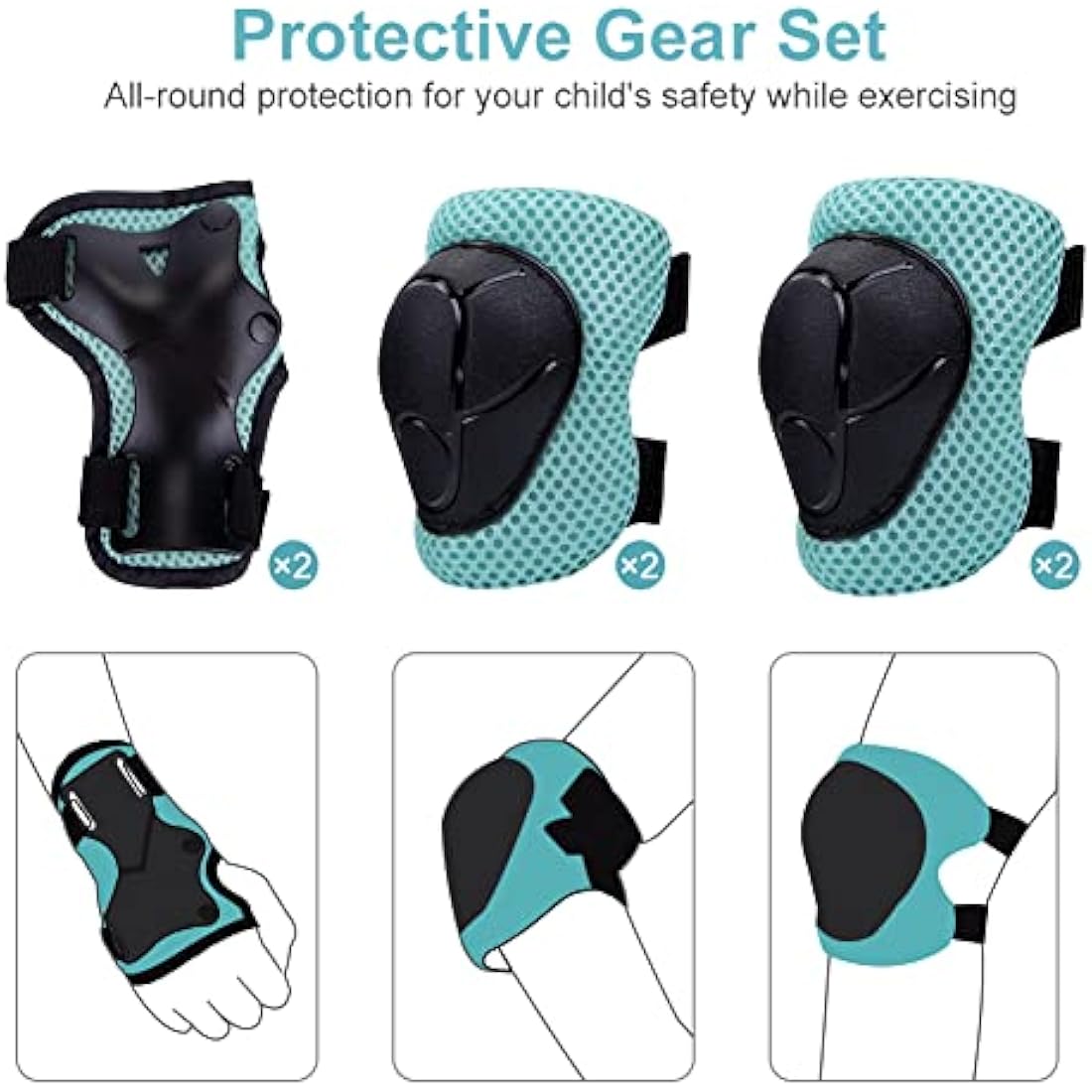 Jolof Store Kids Shark Bike Helmet | 7pc Protective Gear Set for Ages 2-5
