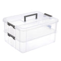IGNPION 2-Tier Stackable Craft Storage Box Plastic Adjustable Storage Containers with Carry Handle Transparent Containers Organiser for Art & Craft - image 1