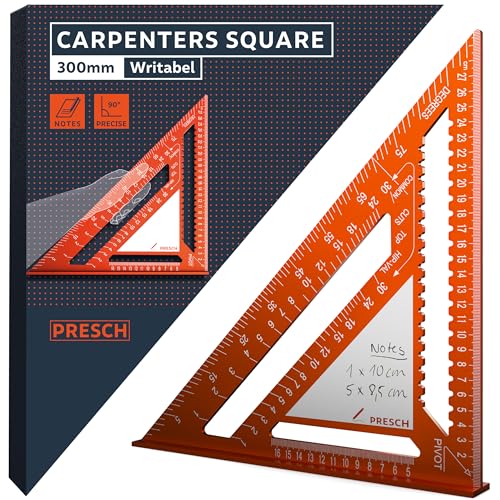 Presch 300mm Carpenters Square – Milled Aluminum with Note Surface