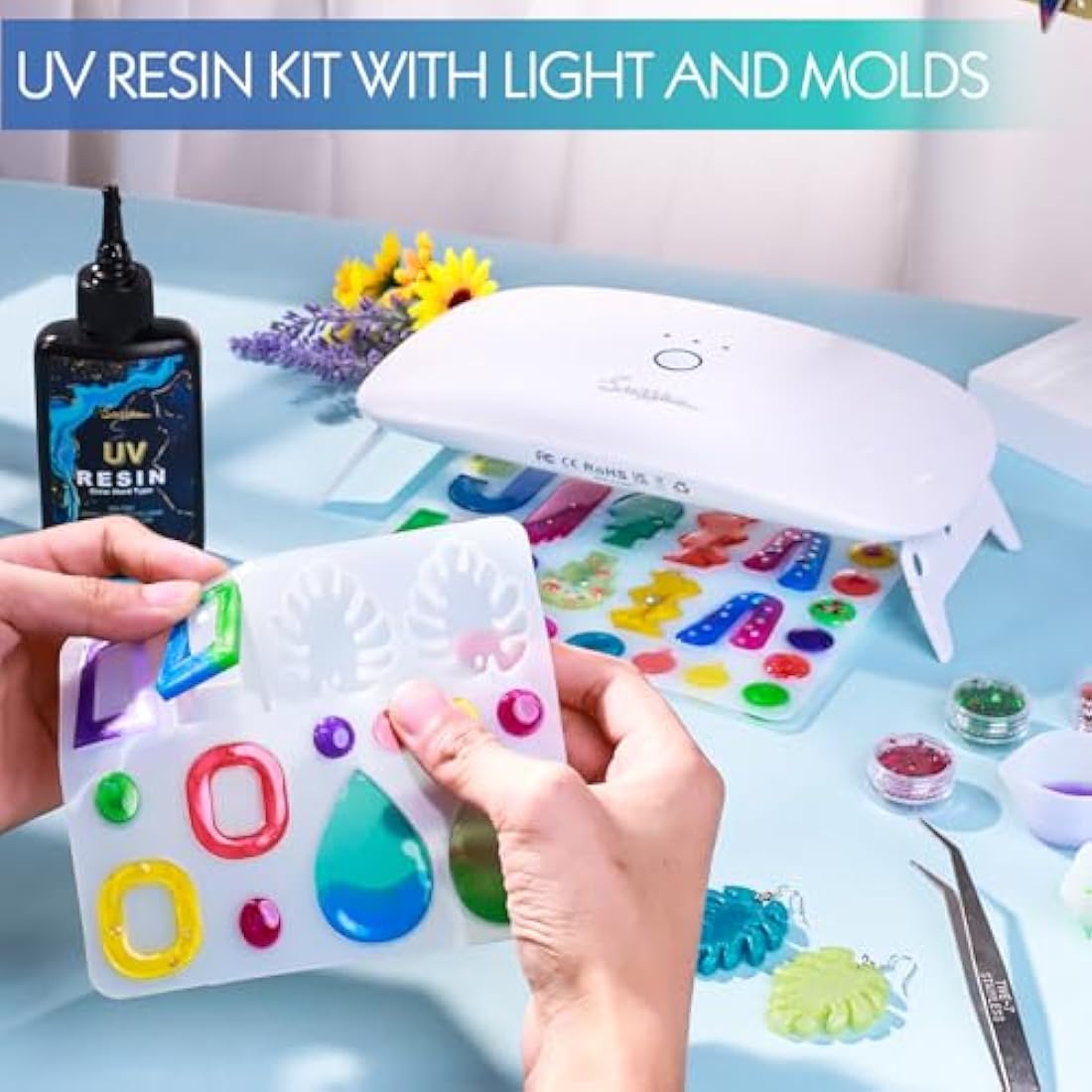 Suzzam UV Resin Kit with 30W Lamp - 300g Crystal Clear Jewelry Making Set
