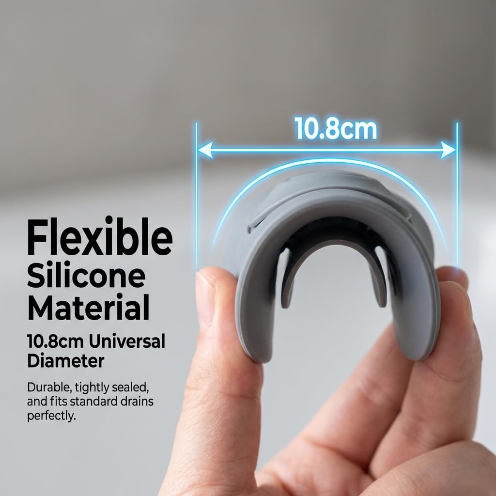 CleaZeny 2-Pack Silicone Press-Type Universal Bath Plug, 10.8cm Grey - image 2