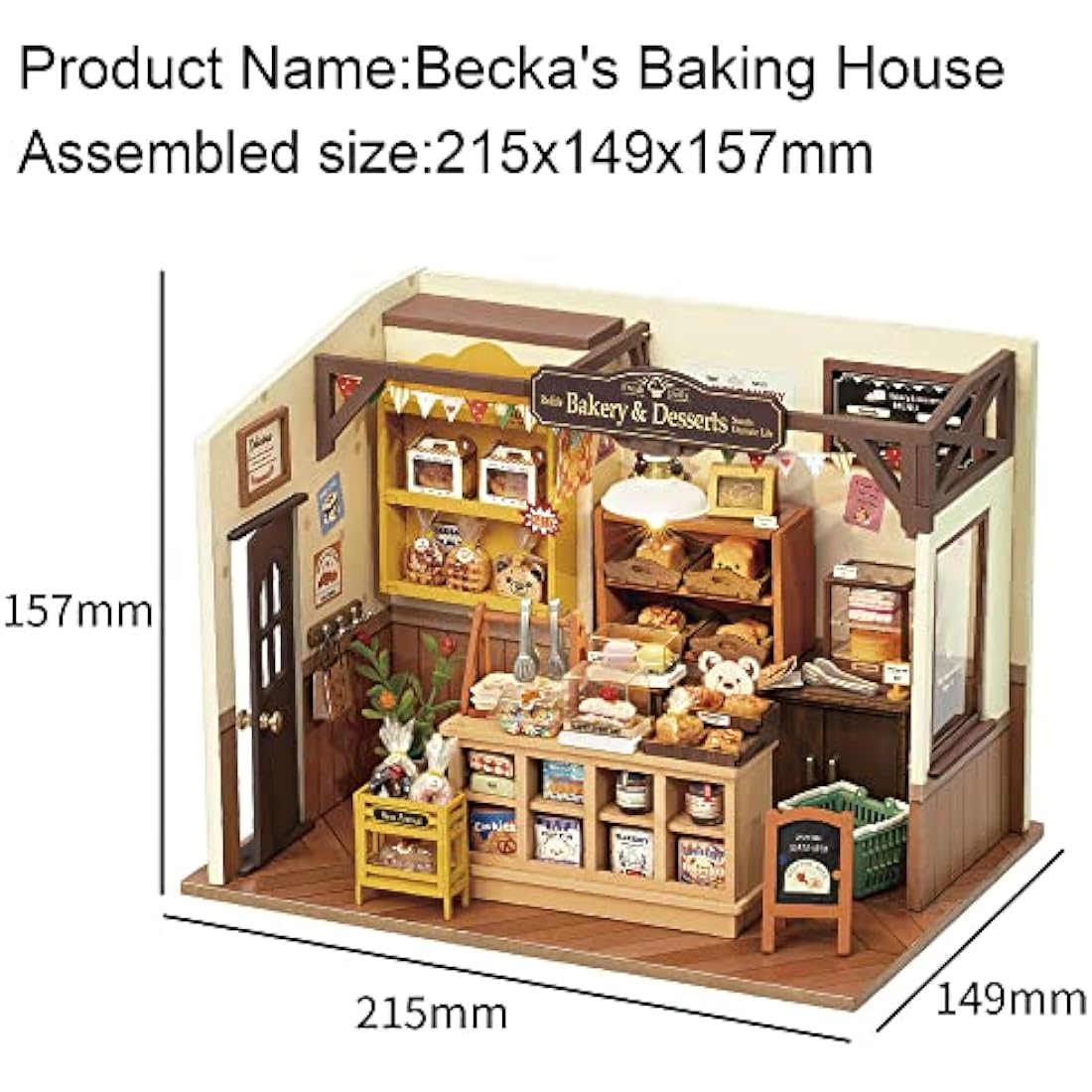 Rolife Becka's Baking House: DIY Miniature Wooden Dollhouse Kit with LED