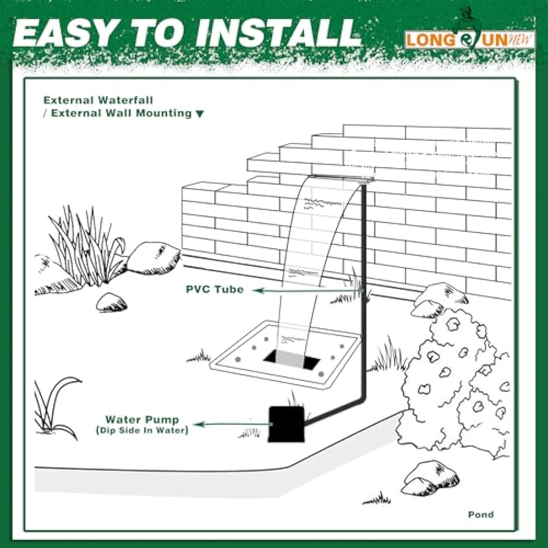 Jolof Store 90cm Acrylic Pond Waterfall Blade – Curved Pool Spillway