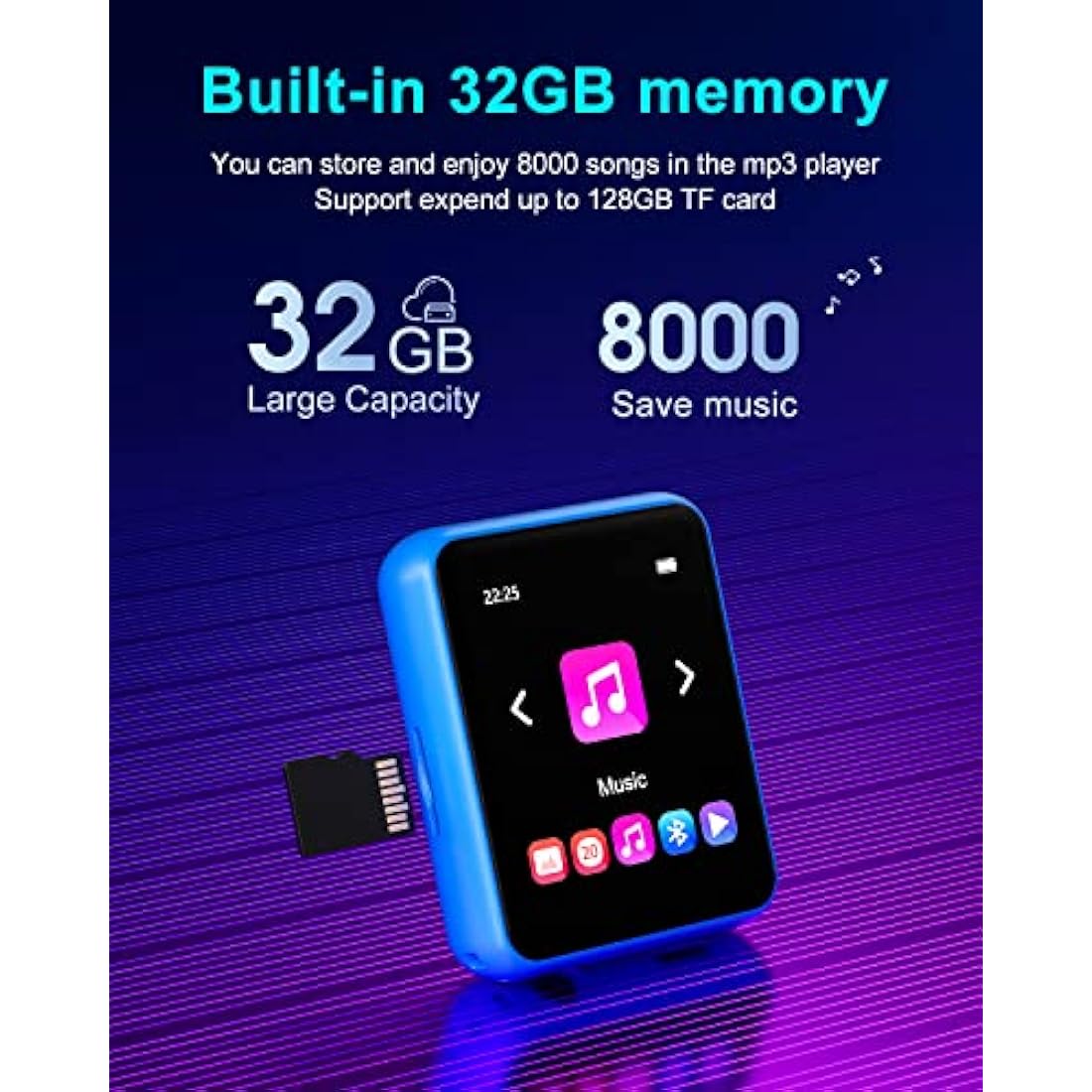 32GB MP3 Player – 2.4" Touch Screen Bluetooth 5.0 HiFi Audio