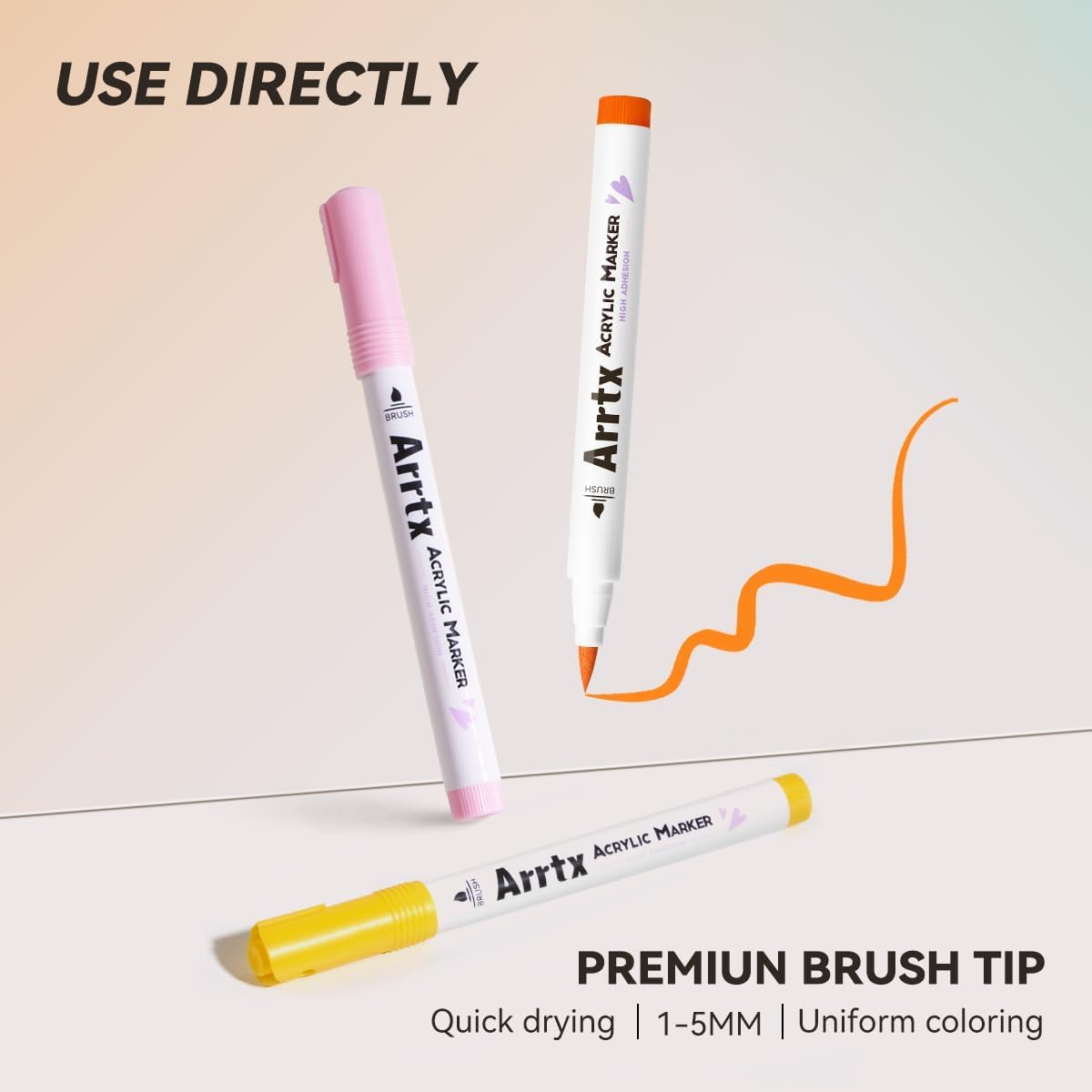 Arrtx Acrylic Paint Pens | 36 Colors Brush Tip Markers for Rock Painting