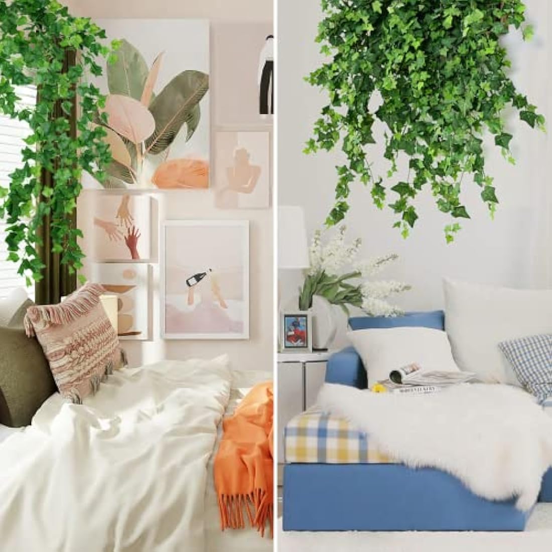 Jolof Store Artificial Ivy Garland – 12 Pack Fake Greenery Vines, 86in