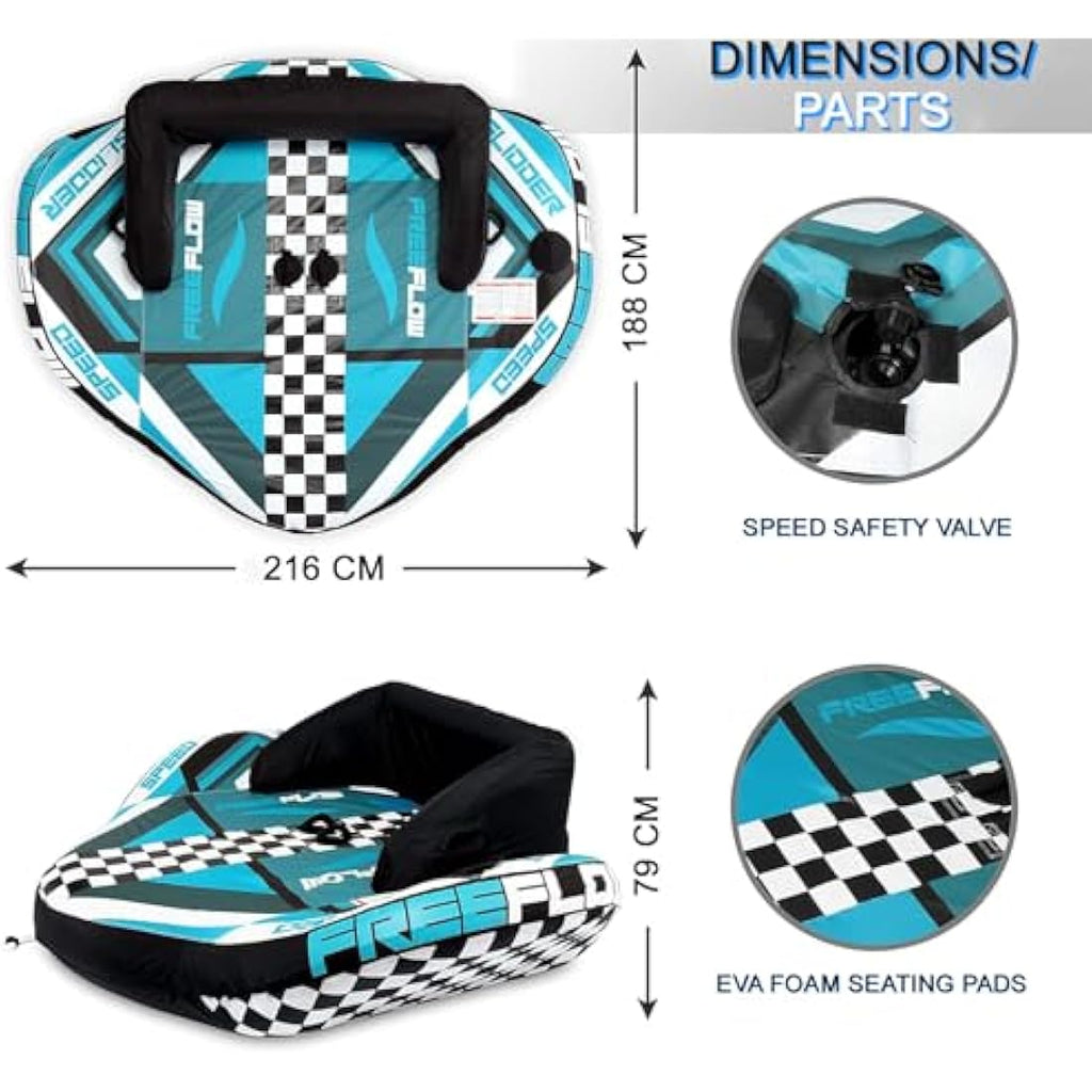 SereneLife 2-Person Inflatable Towable Booster Tube for Boating | PVC