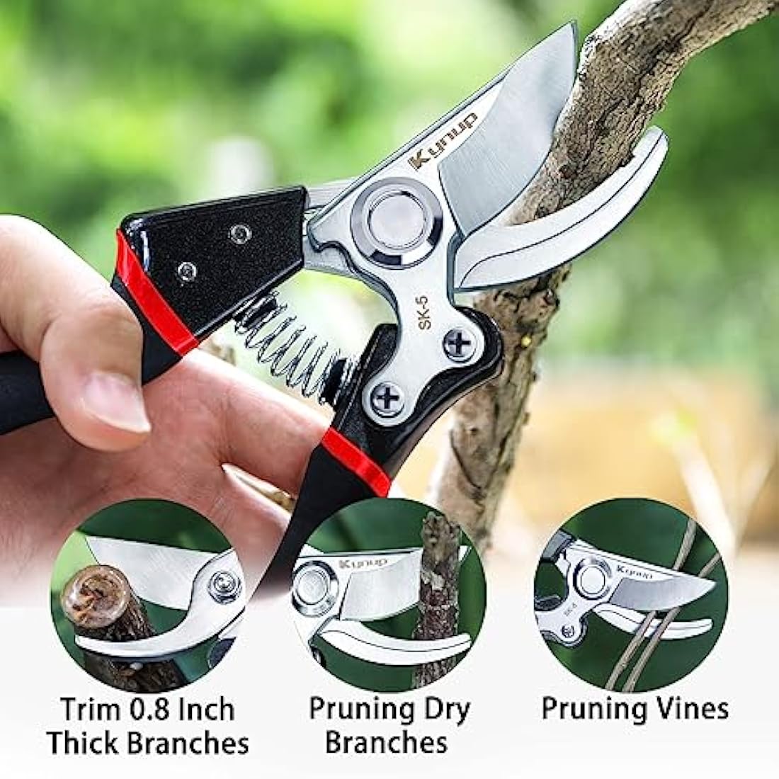 Kynup 2-Pack Garden Secateurs – SK-5 Steel Pruning Shears for Trees