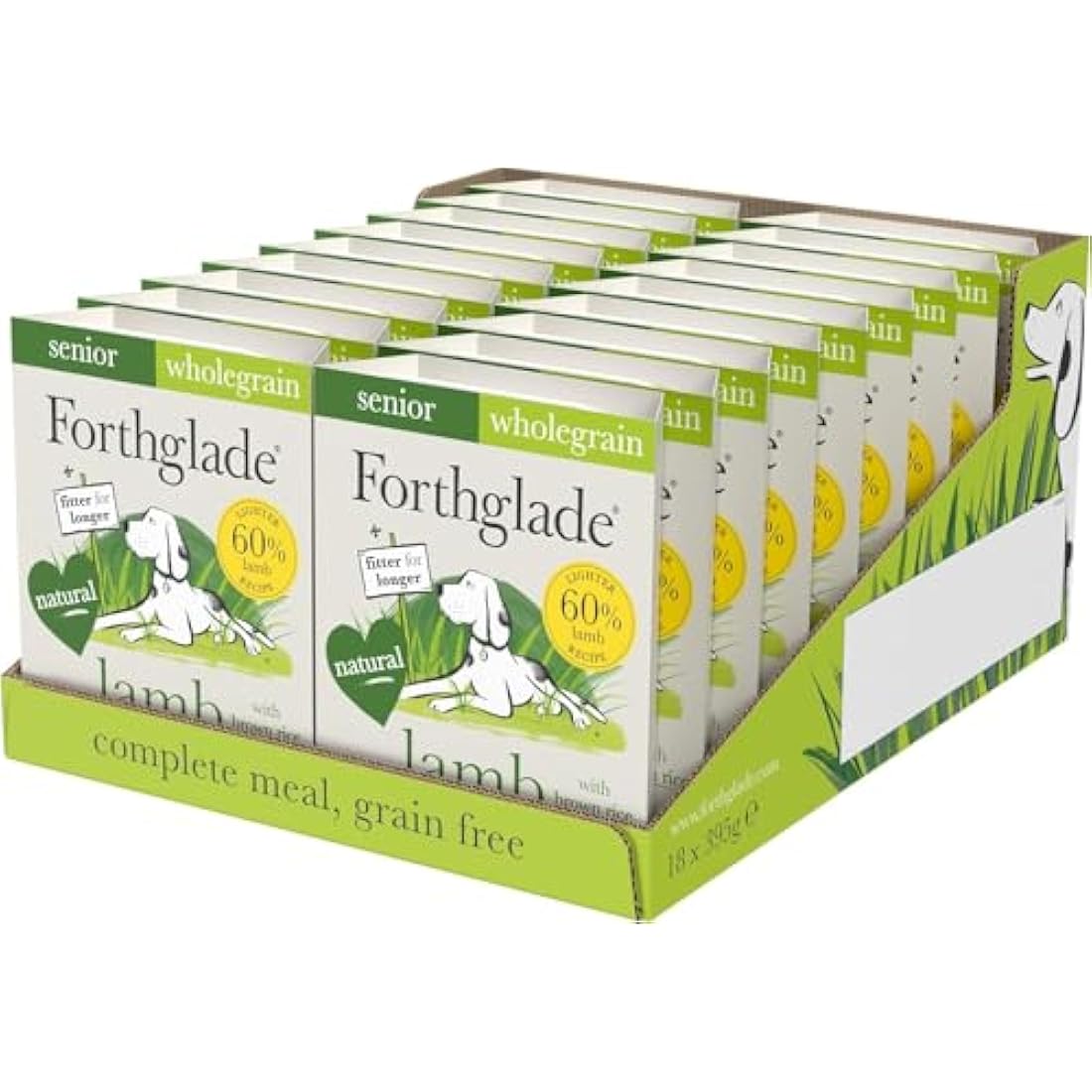 Forthglade Senior Wet Dog Food – Lamb & Brown Rice (18 x 395g Trays)