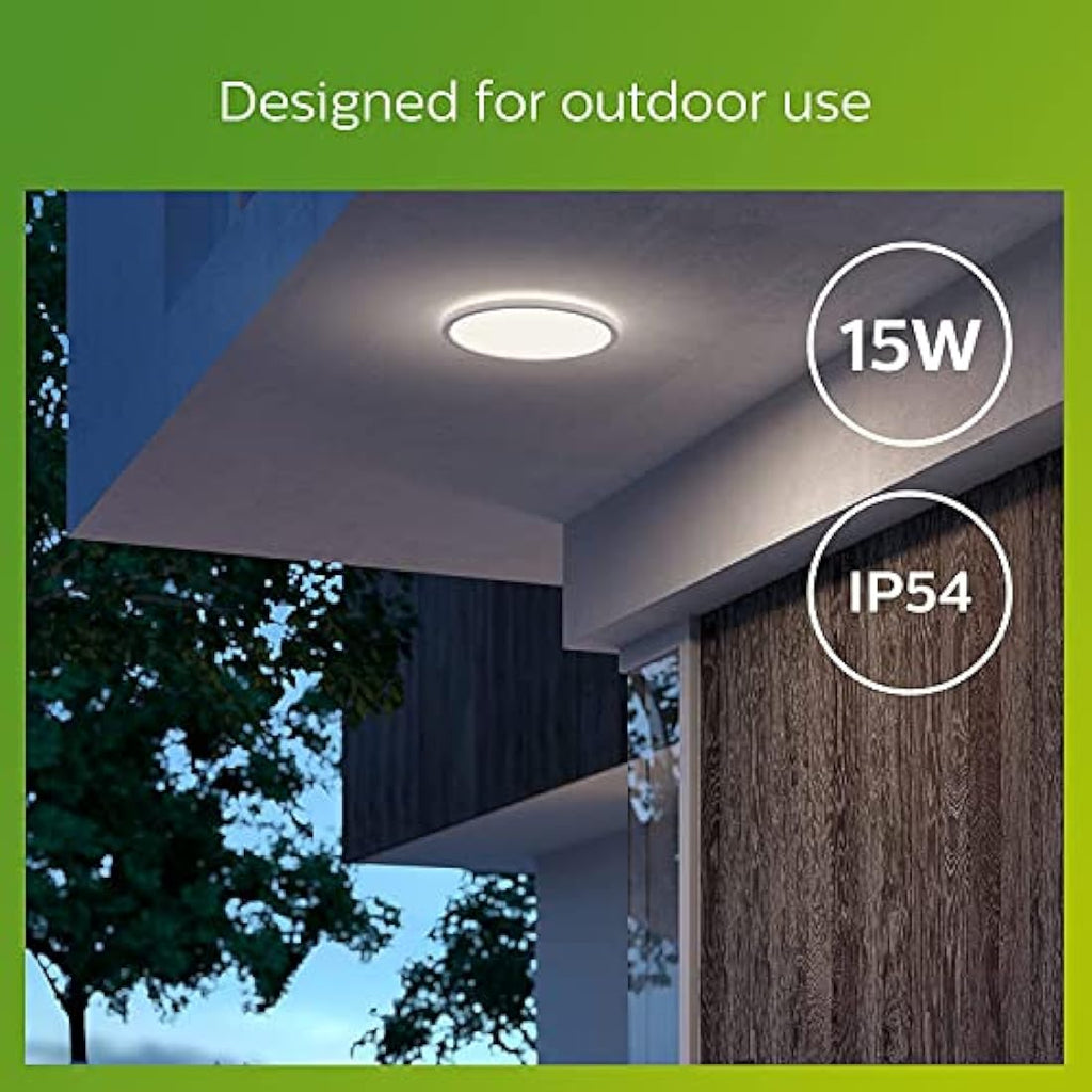Philips LED Superslim Outdoor Ceiling Light | 15W IP54 Cool White