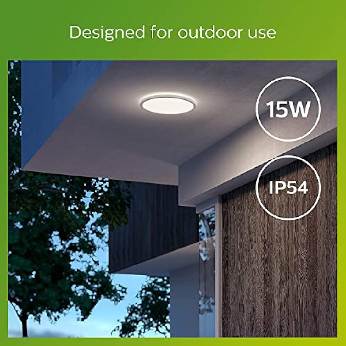 Philips LED Superslim Outdoor Ceiling Light | 15W IP54 Cool White