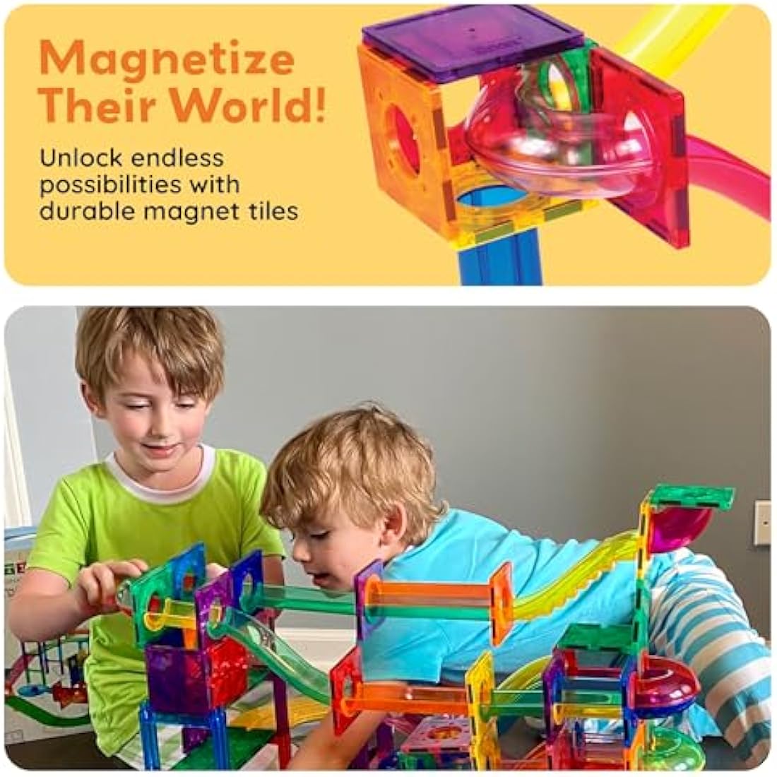 PicassoTiles Magnetic Marble Run - STEM Educational Building Blocks Set