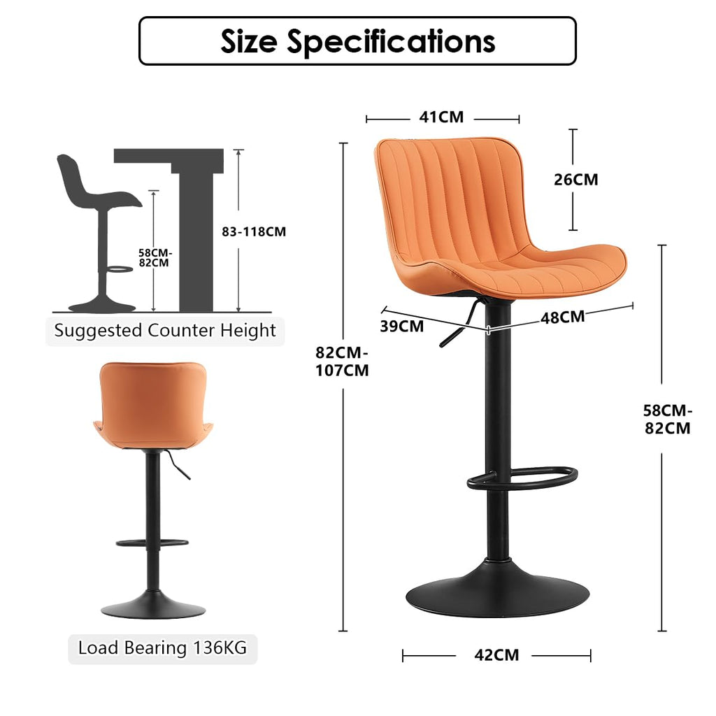 Kidol&Shellder Bar Stools Set of 2 Modern Breakfast Bar Stools, Camel - image 2
