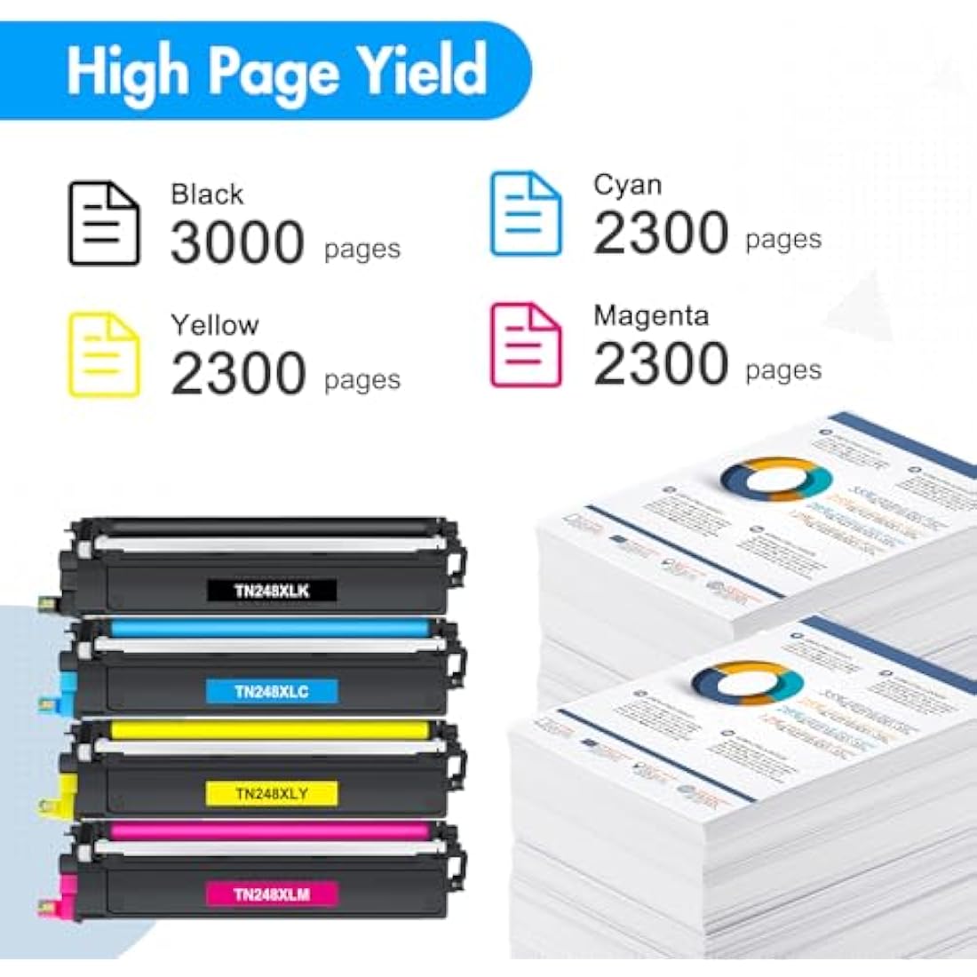Jolof Store TN248XL Compatible Toner 4-Pack for Brother MFC-L3760CDW