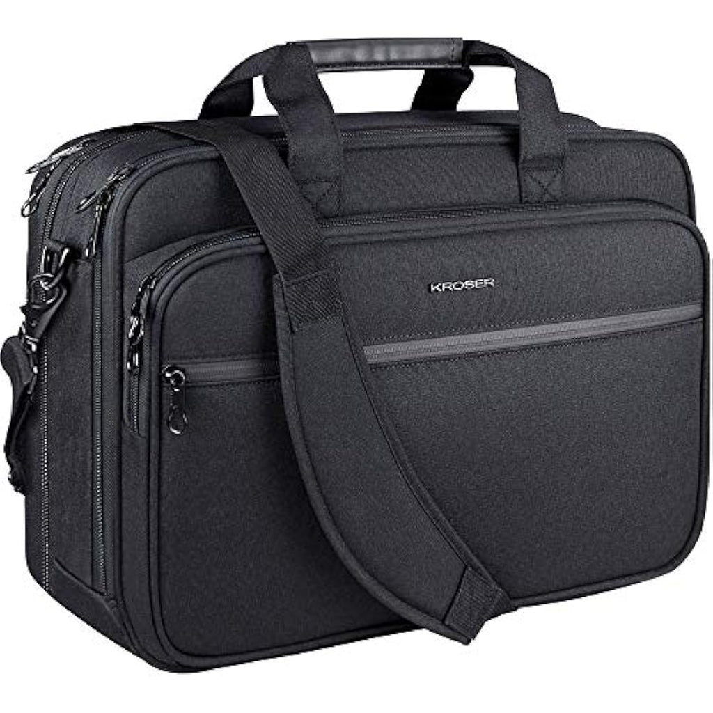 KROSER 17.3 Inch Laptop Briefcase – Expandable Water-Repellent Bag
