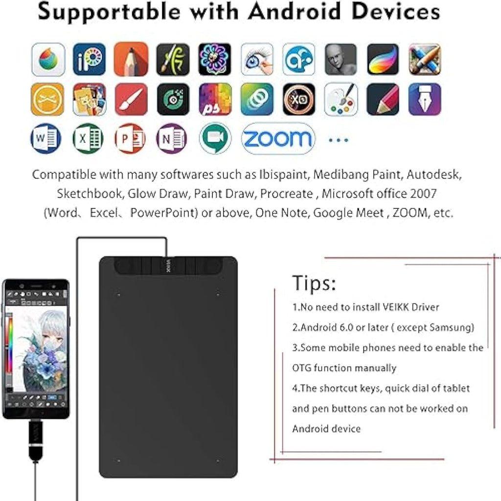 VEIKK VK1060PRO Drawing Tablet | 10x6 Inch Graphic Pad with 2 Scroll Wheels