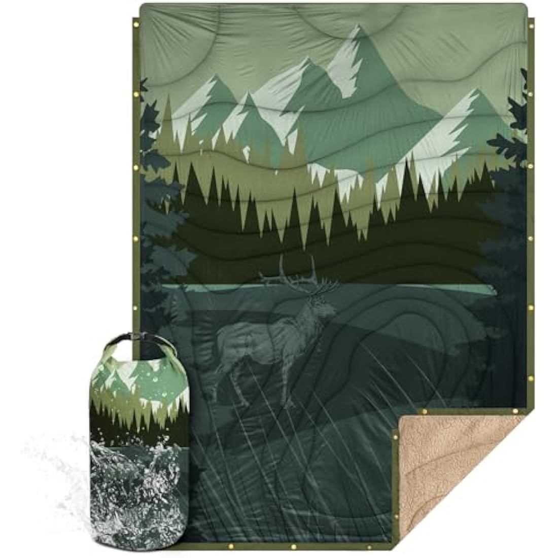 KawaGebo Kamp Sherpa Camping Blanket | Warm Puffy Quilt & Poncho