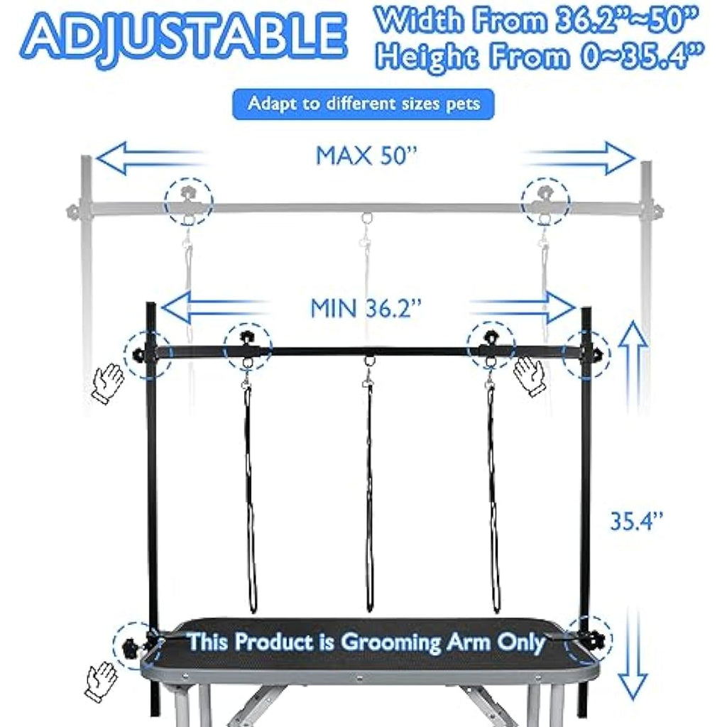 LEIBOU H-Shape Dog Grooming Arm | Heavy Duty Aluminum with 3 Nooses