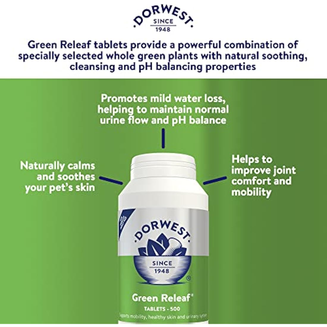 Dorwest Green Releaf Tablets - Natural Joint & Skin Support for Pets, 500ct