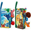 hahaland 2-Piece Baby Sensory Soft Books with Crinkle Paper & Squeaker