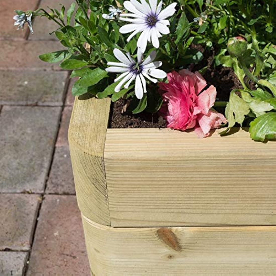 Rowlinson Marberry Patio Planter – 85L Wooden Garden Pot, Natural Timber