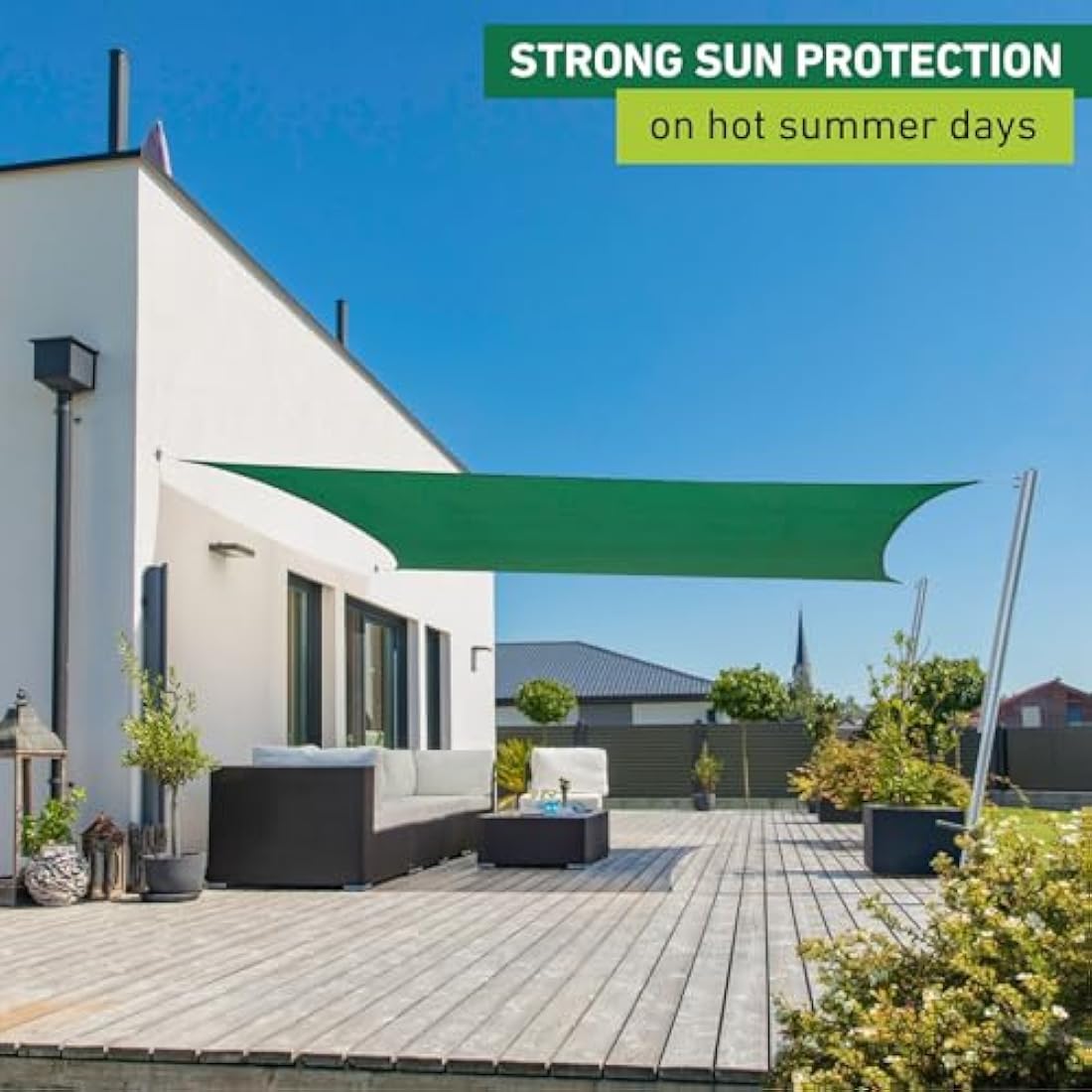 Windhager Capri Sun Sail – 4x5m HDPE UV Resistant Patio Awning, Olive
