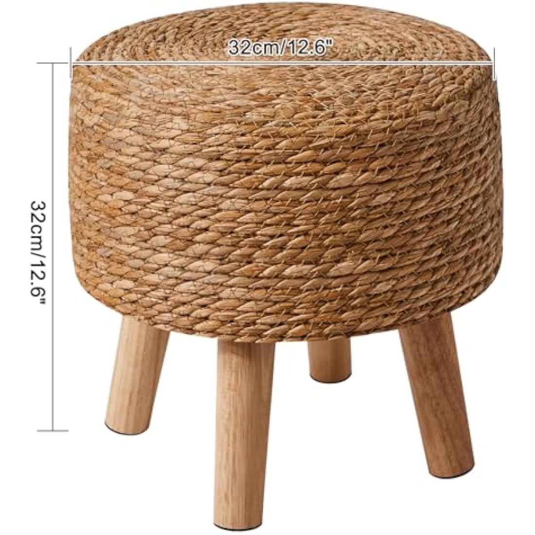 YMYNY Natural Seagrass Footstool – Hand-Woven Pastoral Ottoman with Pine Legs
