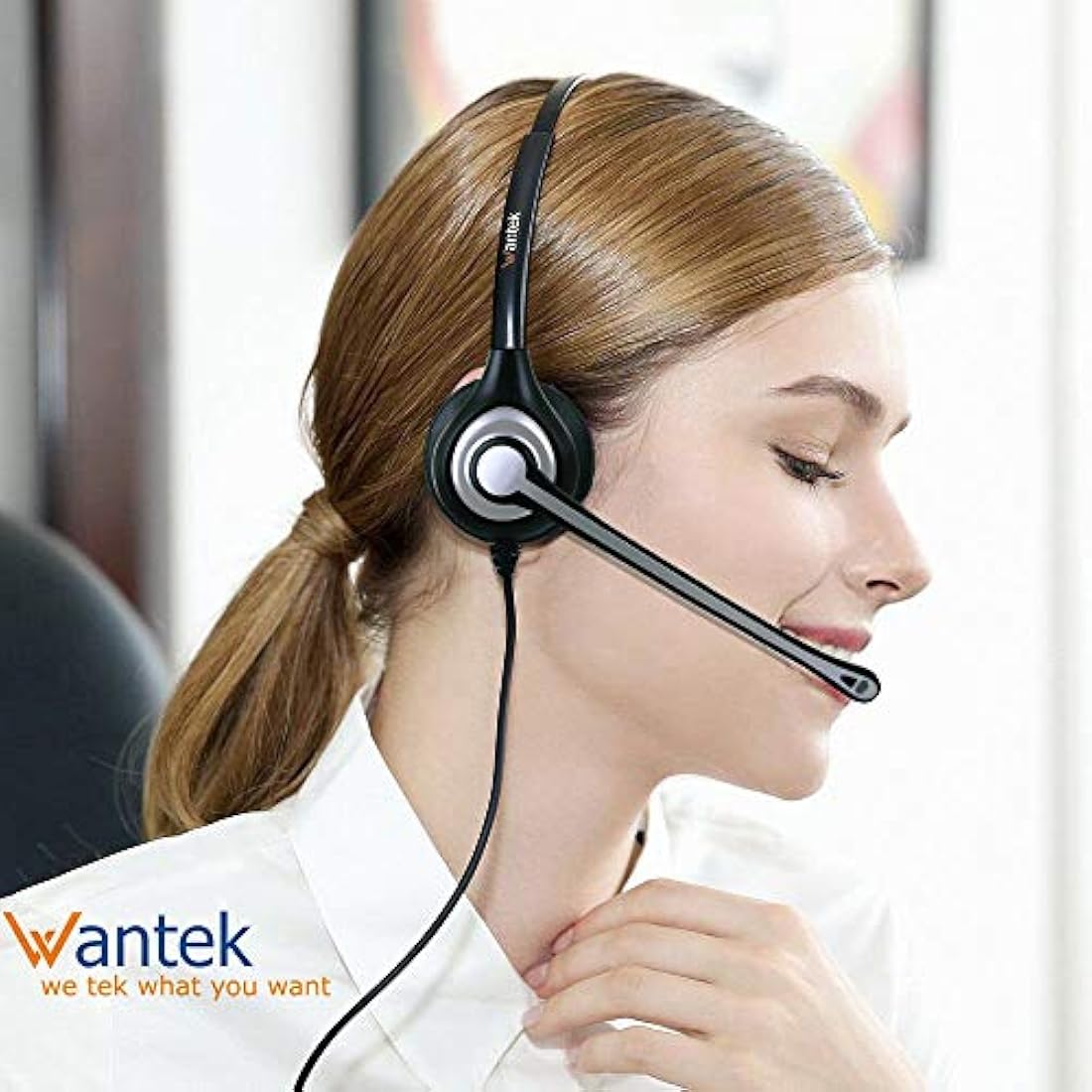 Wantek Binaural Cell Phone Headset with Noise Canceling Mic - 3.5mm