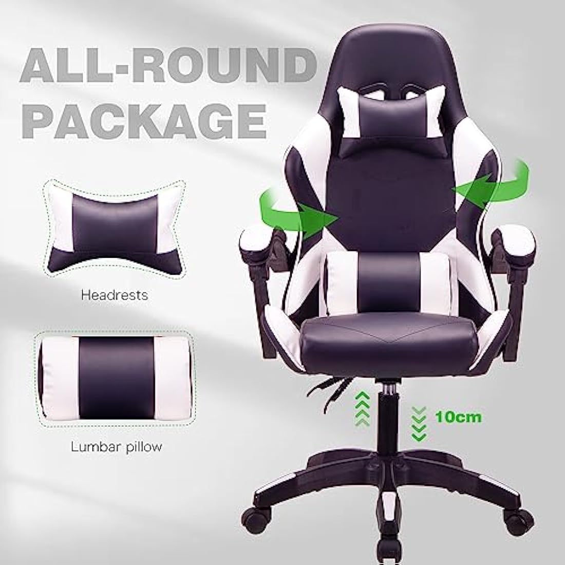 Ergonomic Mesh Office Chair – High-Back Swivel Gaming (White)