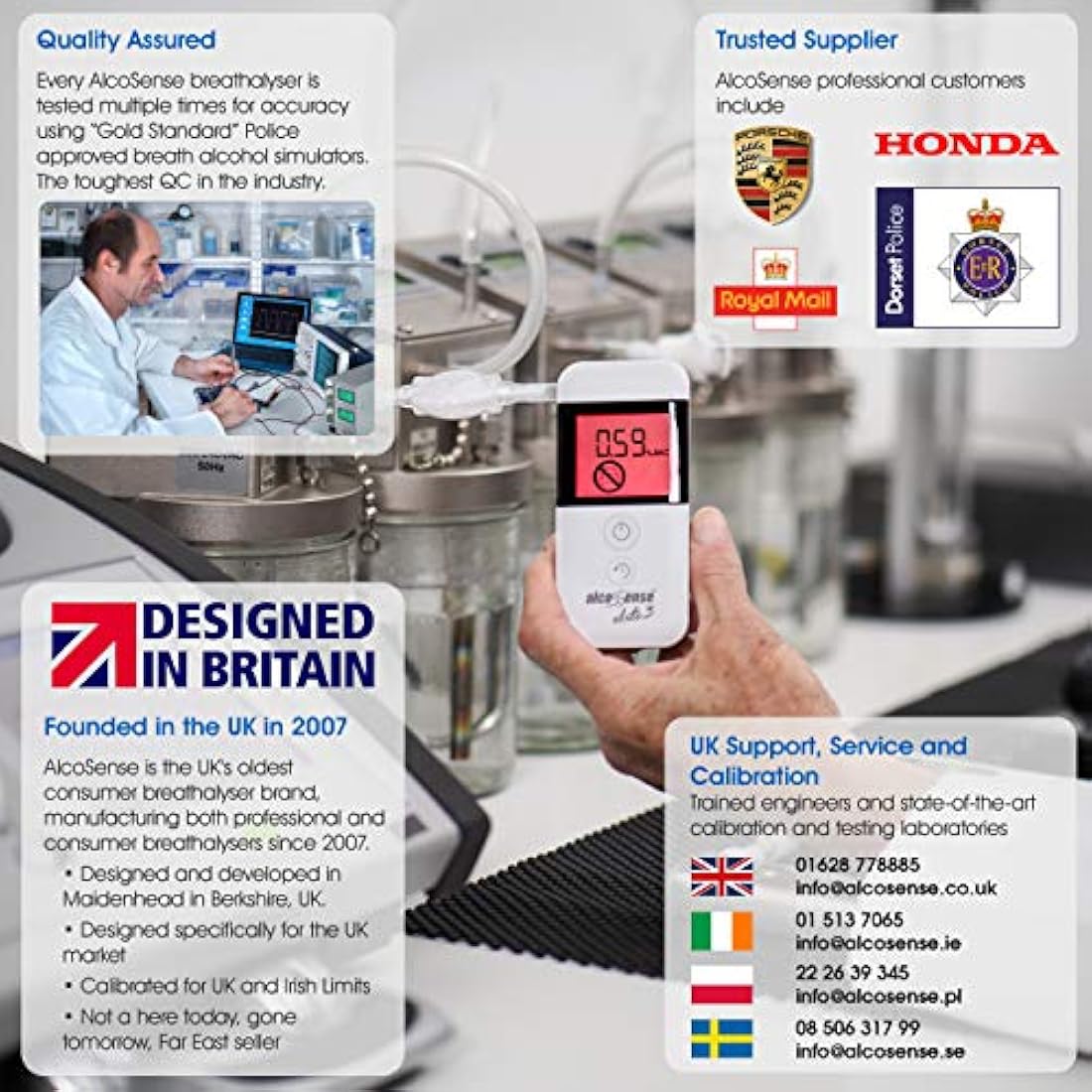 AlcoSense Lite 2 Breathalyser | Digital Alcohol Tester for UK & Ireland