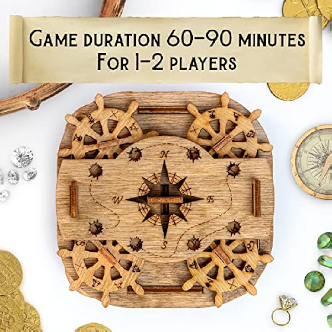 iDventure Cluebox: Davy Jones Locker Wooden Escape Room Puzzle Box