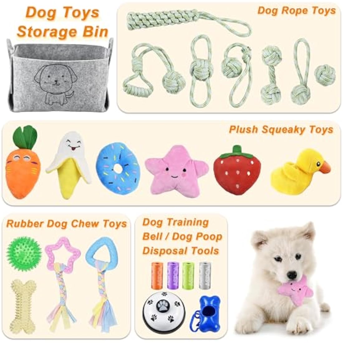 Jolof Store 24-Piece Puppy Toy Set with Storage Bin - Teething & Training