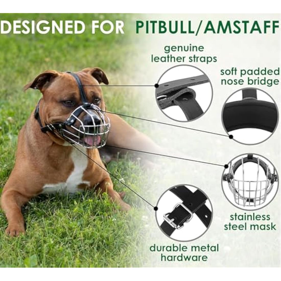 BronzeDog Metal Basket Dog Muzzle for Pitbulls – Adjustable Leather, Pink