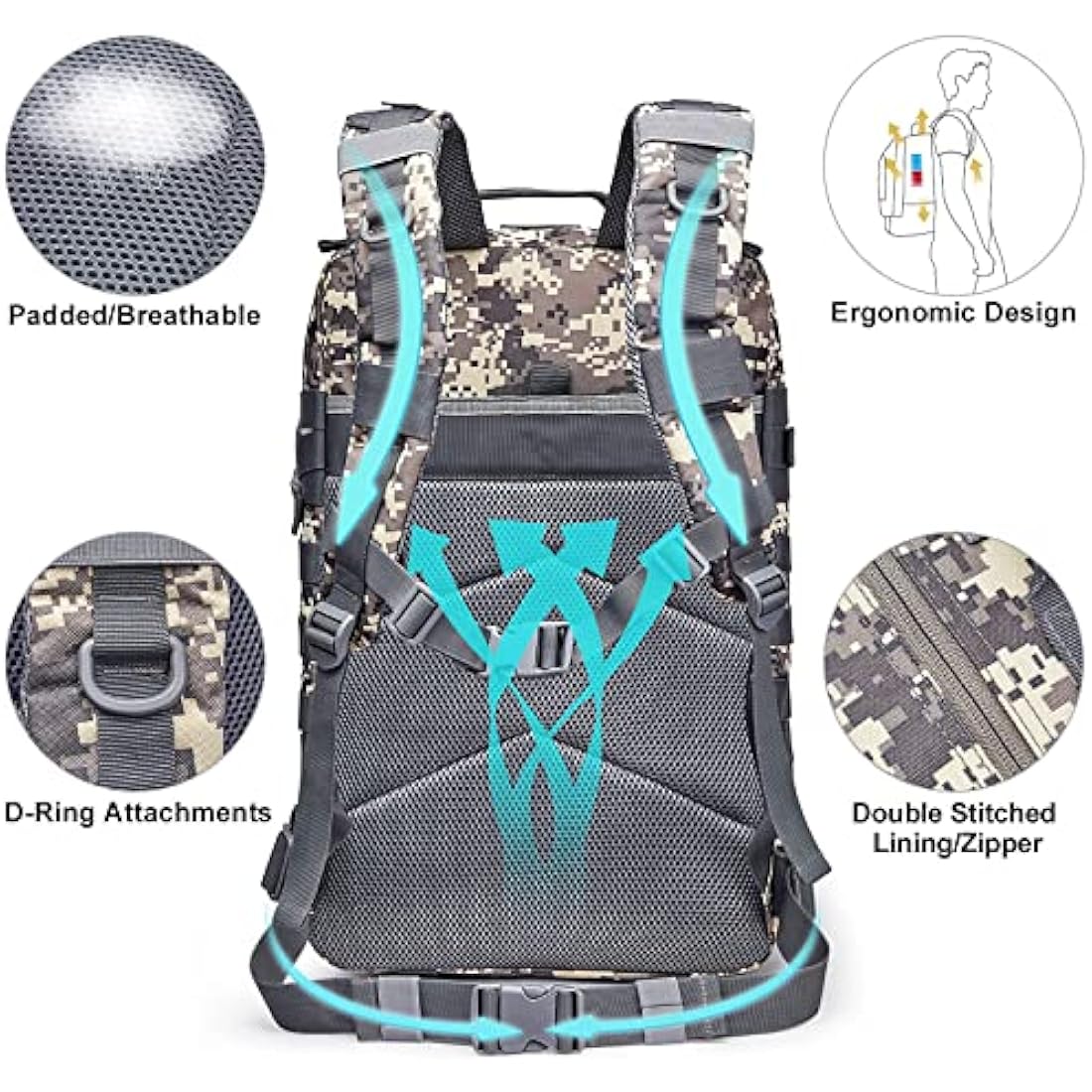 G4Free 40L Tactical Molle Backpack – Durable 1000D Hiking Assault Pack
