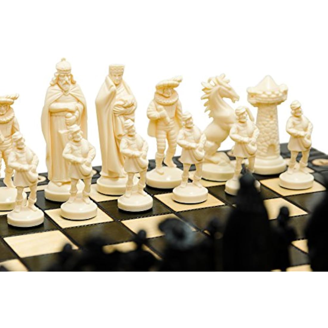 Viking Wooden Chess Set – 16 Inch Weighted Chrome Pieces