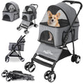 Bingopaw Foldable Pet Stroller | 4-Wheel Dog & Cat Pram with Rain Cover
