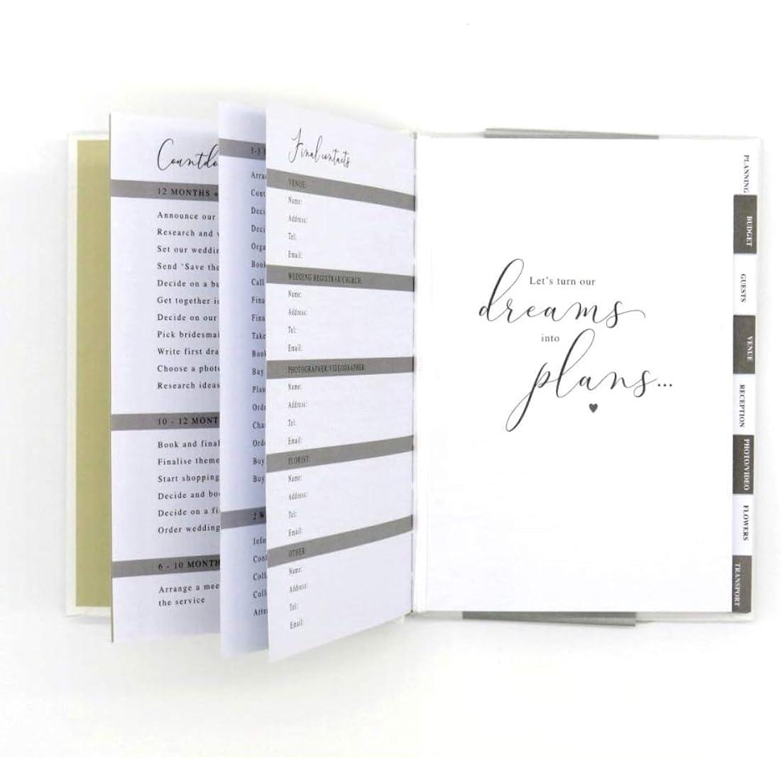 Design By Violet Wedding Planner Book – A5 White Organizer Notebook