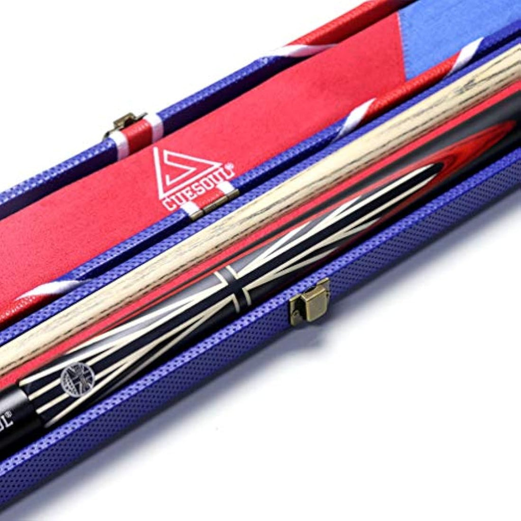 CUESOUL 57" Ebony Snooker Cue | 3/4 Jointed Ash Shaft with Union Jack Case